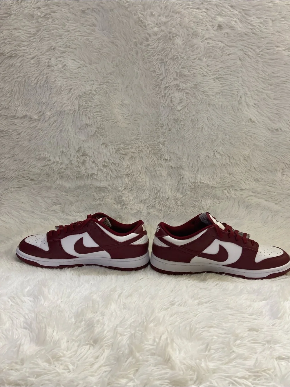 Nike Dunk Low-Top Retro Sneakers in White and Burgundy.Size-11